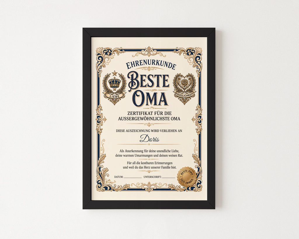 Personalisierte Urkunde „Beste Oma“