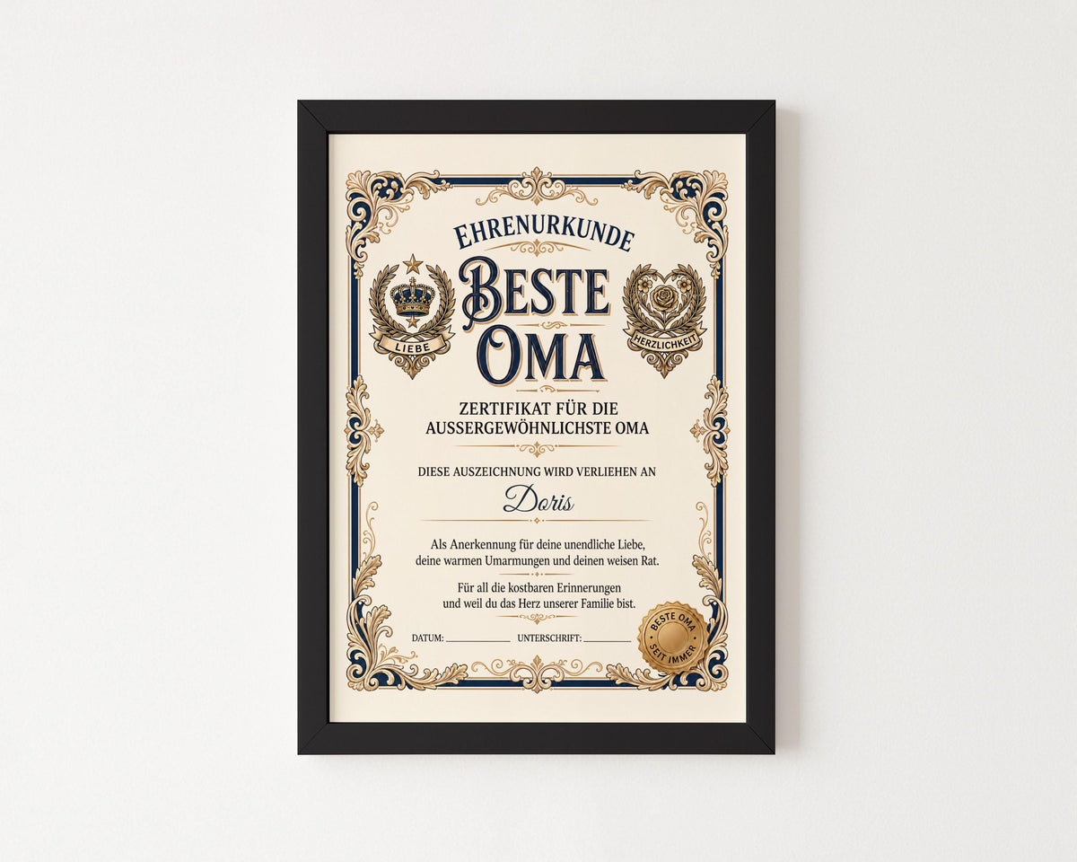 Personalisierte Urkunde „Beste Oma“