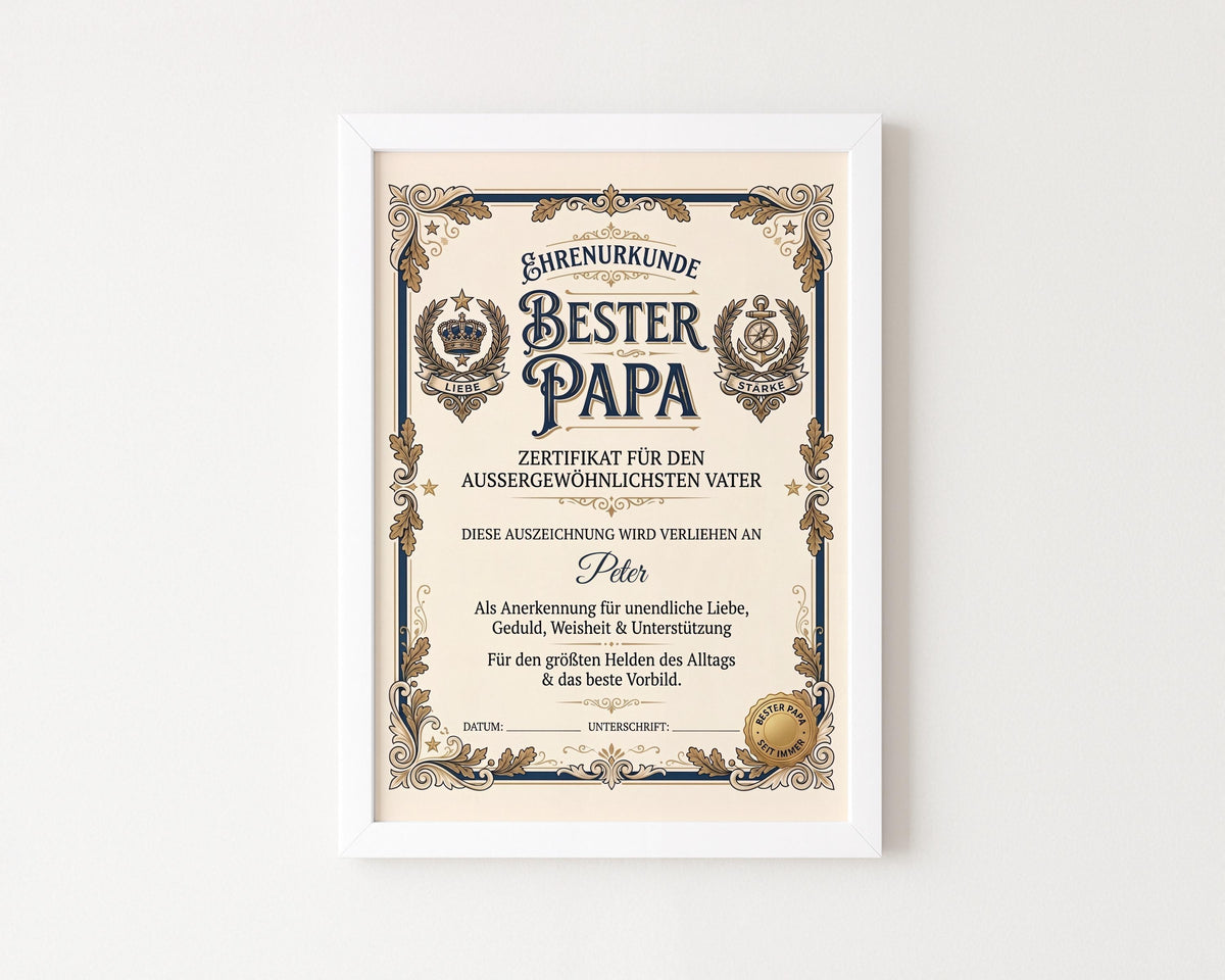 Personalisierte Urkunde „Bester Papa“