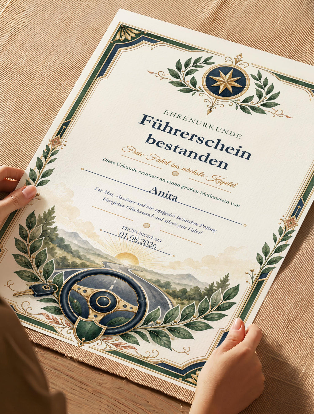 Führerschein bestanden – personalisierte Urkunde