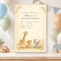 Personalisierte Safari-Einladungskarte zum Kindergeburtstag mit Umschlägen